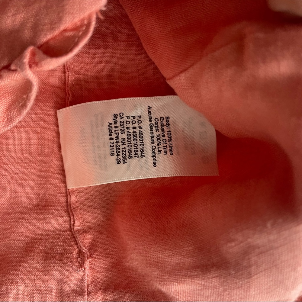 Wilfred Coral Lace-Up Linen Crop Top with Ruffle Trim - Picture 6 of 6